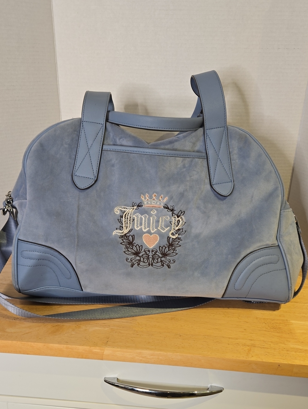Juicy Couture Dusty Blue Suede Travel Tote